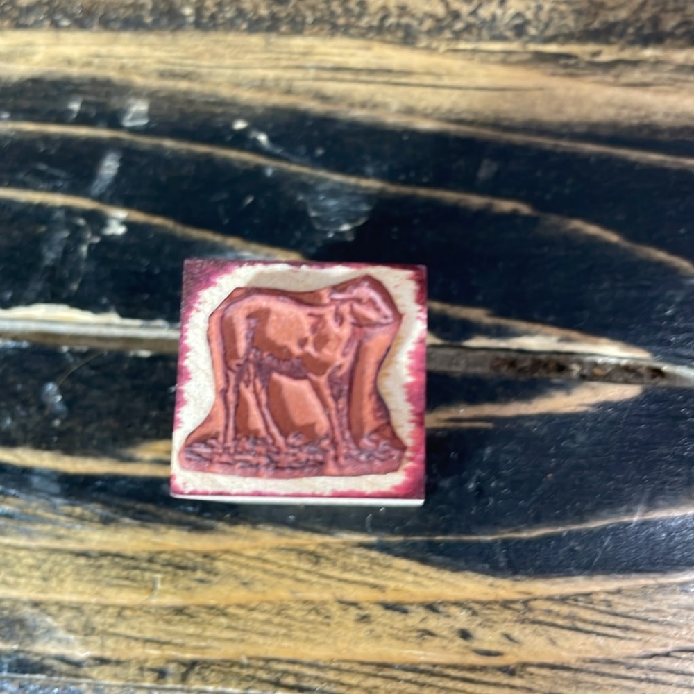 Rubber stamp collection animals horse dogs pig goat rooster chicken cow 9 in box - Picture 11 of 17